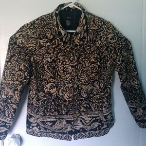 RQT Full Zip Jacket Size10 Dark Floral Linen Blend
